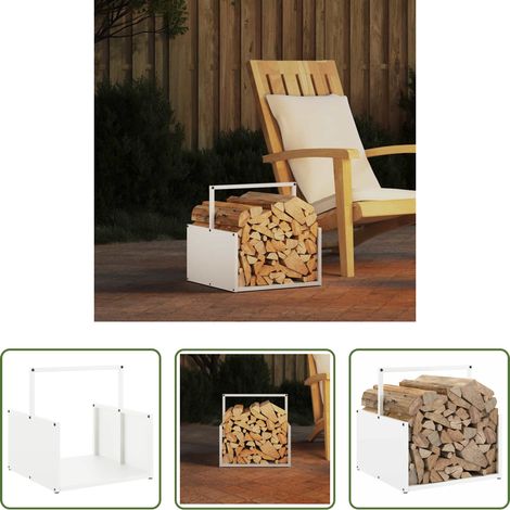 vidaXL Support bois - Portant de bois chauffage blanc 40x40x40 cm (1/5)