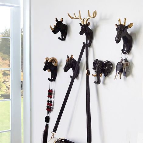 Sollbry Perchero de pared, colgador de llaves, toallero, llave, perchero, soporte para sala de estar, baño y cocina (negro y dorado) (1/5)