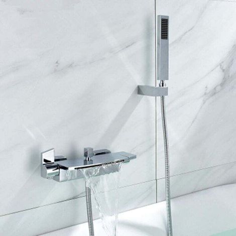 Wall Mount Waterfall Bathtub Mixer Tap Bathtub Faucet Wall Mount Waterfall Shower Faucet Hot and Cold Water Bathtub Faucet MUMU (1/4)