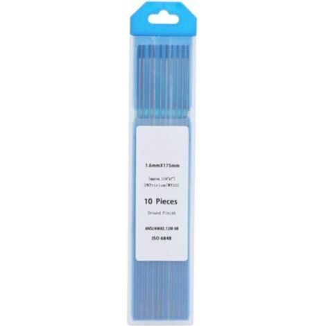 10Pcs Électrode de Soudage en Tungstène, Tige WY20 Électrode de Tungstène à Yttrium Baguettes Tête Bleue 1,6 mm pour Soudage de l'Acier Inoxydable Mince