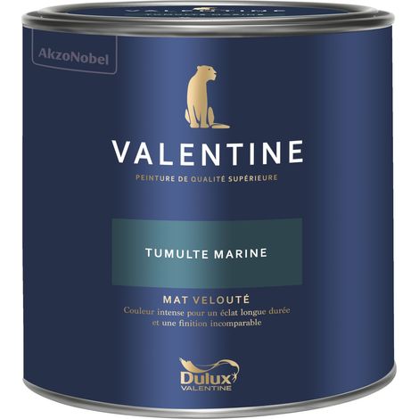 Dulux Valentine Peinture intérieure de haute qualité - Valentine - Couleur intense & pouvoir couvrant élevé - Mat Velouté Tumulte Marine 2 L
