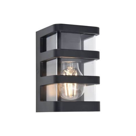 Applique murale extérieure industrielle noire DALTON Lutec, diffuseur transparent, 1xE27 25 W (1/3)
