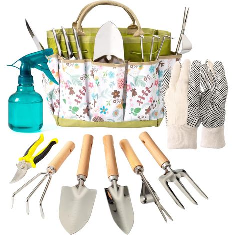 Set de 3 Outils de Jardinage Solide, Kit Jardin en Alliage d'Aluminium avec Poignée Ergonomique, Comprend Pelle, Transplantoir et Griffe à Main pour Plantation et Pelouse, Orange (1/5)