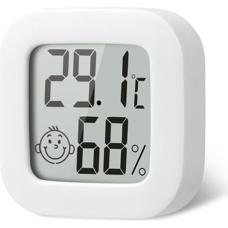 Thermomètre LCD mini, hygromètre intérieur sans fil, mesure température et humidité pour chambre bébé, salon, bureau, serre (blanc). (1/5)