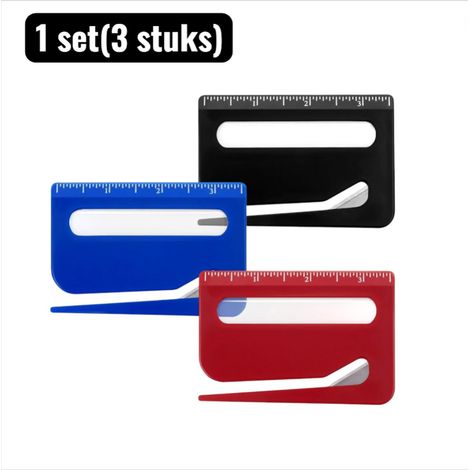 Lot de 3 ouvre lettres 3 en 1 avec loupe et règle graduée accessoires de bureau pratiques pour ouvrir enveloppes mesurer et lire les petits détails couleurs rouge bleu et noir (1/5)