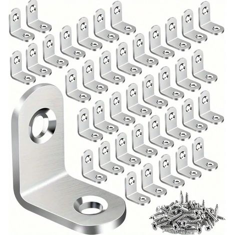 Support en L résistant, structure en acier de haute qualité pour la stabilité de placards, meubles, armoires, chaises, tiroirs, comprend 10 supports et 20 vis, durable, polyvalent, taille unique (1/5)
