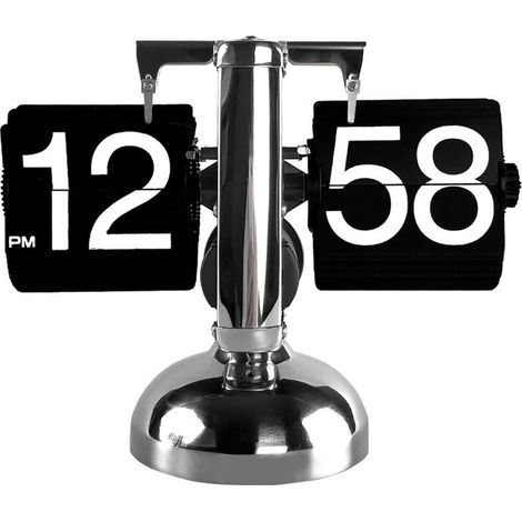 Minimalist Retro Digital Rocking Clock, Simple Mechanical Foot-Operated Automatic Rocking Clock, Desk Clock for Home or Living Room, Black (1/5)