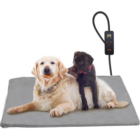 Chien Chat Tapis Chauffant 12070cm, Coussin Chauffant électrique pour Animaux avec Couverture Crystal Velvet pour Chats et Chiens, Gris-XXL (1/5)