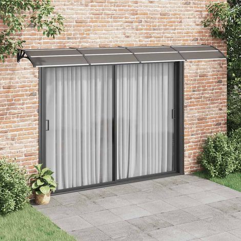Vidaxl – Auvent de porte noir 400x100 cm – Polycarbonate résistant aux intempéries – Cadre en aluminium et supports ABS – Installation facile