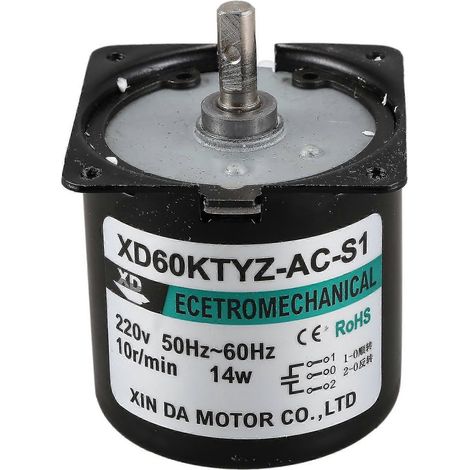 Moteur à courant alternatif 220 V 10 tr/min, moteur synchrone électrique à aimant permanent 14 W (1/5)
