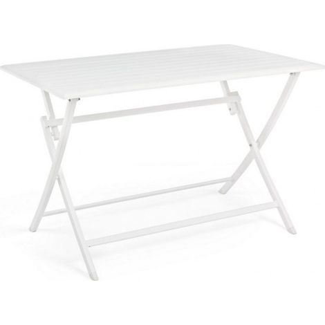 Outdoor-Tisch in Weißaluminium ELIN 110x70x h71 cm