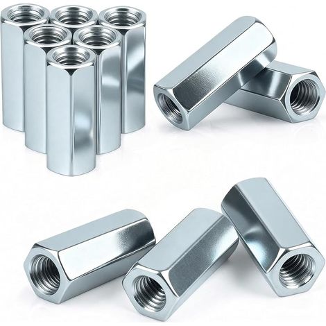 Lot de 20 écrous de connexion M8 x 40 mm - Manchons filetés hexagonaux en acier galvanisé - Manchons filetés - Manchons d'écartement - Écrou d'extension pour la maison, les appareils de bureau