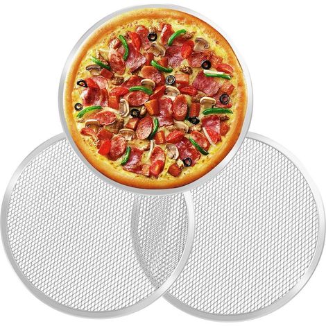 Plaque A Pizza Ronde - Aluminium Antiadhésif - 25 4 Cm - Pour Four - Lot De 3 (1/5)