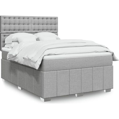 Boxspringbett mit Matratze Hellgrau 140x200 cm Stoff