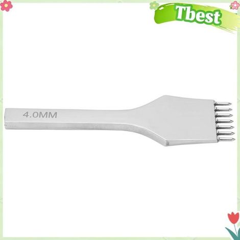 Tbest Broche en cuir Perforateur de trous ronds en cuir, ciseau en acier, poinçonnage, couture, outil outillage dispositif 7 dents (1/5)