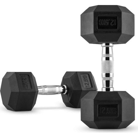 TRADE SHOP - Coppia Di Manubri In Vinile Da 12,5kg Ognuno Manubri Pesi Palestra Fitness Sport - (1/5)