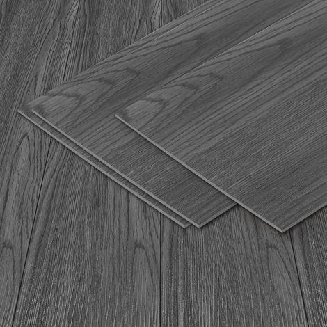Randaco Suelo vinílico de PVC autoadhesivo en gris oscuro, 18 lamas, 2,51 m², para dormitorio, salón y pasillo