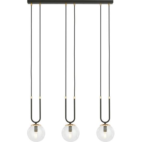 Lampada a Sospensione Glam, Acciaio verniciato a polvere, Vetro, Nero, 70x115x15 cm (1/5)