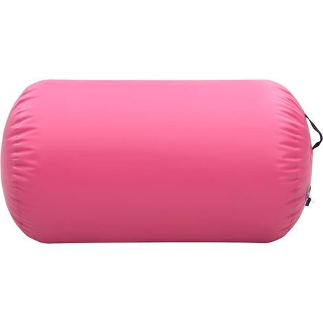 Rouleau de gymnastique gonflable entraînement et yoga PVC avec pompe à pied Rose 100 x 60 cm (1/5)