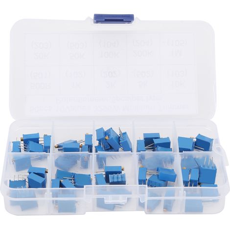 50pcs Variable Resistor 10 Values 3296W Regulating Resistance Multiturn Trimmer Potentiometer 100Ω1MΩ (1/5)