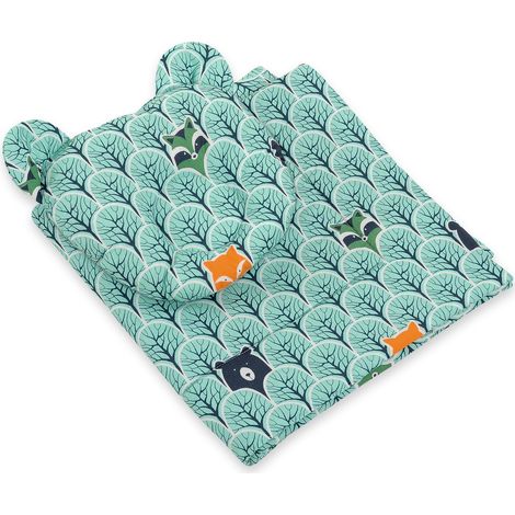 Piumino orsetto con imbottitura e cuscino sagomato - set da 2 pezzi - foresta di menta (1/4)