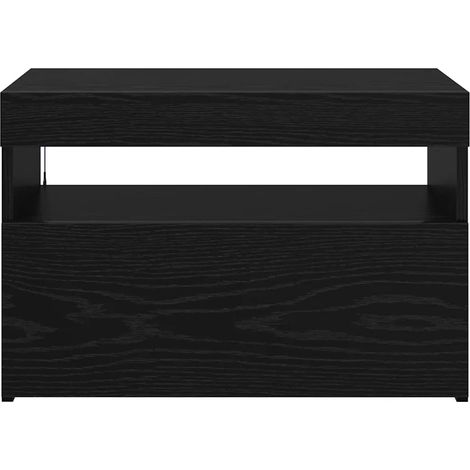 Meuble TV rectangulaire moderne 60 x 35 x 40 cm avec éclairage LED ambiance cosy en bois d'ingénierie noir (1/4)
