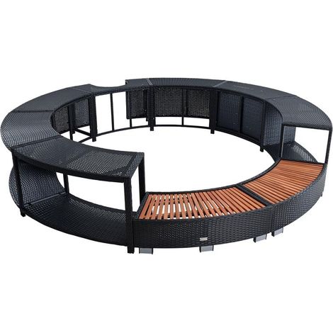 Whirlpool Umrandung Poolumrandung Poolverkleidung Rattan Pool Rahmen Schwarz (1/5)