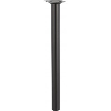 Hettich – Pied de table basse cylindrique fixe en acier époxy noir – Hauteur 40 cm – Charge supportée 50 kg – Fixation à visser