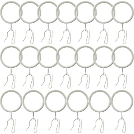 20 Pièces Curtain Rings,Anneaux de Rideaux Métal und Crochet Rideau Metal,pour Rideau de Porte,Rideaux de Douche(Blanc) (1/5)
