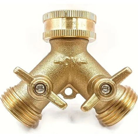 Washing Machine Double Tap, 3/4 Inch 2 Way Y Connector Garden Hose with Independent Valves for Garden, Outdoor Vegetable Garden MUMU (1/4)