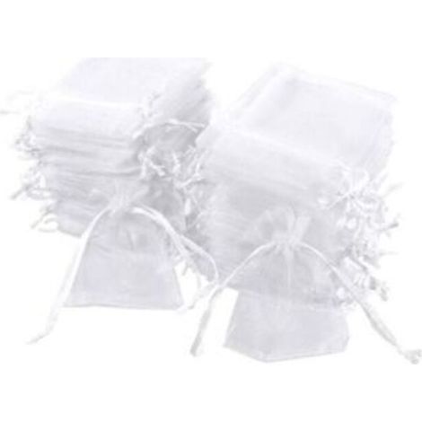 Set of 100 white organza bags, 7 x 9 cm, organza gift bags, jewelry pouches, wedding favor bags, lavender sachets, wedding favors (1/4)