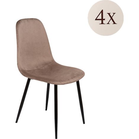 Dmora - Set di 4 sedie Arter, Poltrona rivestita in velluto, Sedia da pranzo imbottita, Seduta per riunioni, 45x56h87 cm, Tortora