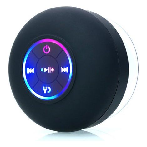 Altoparlante Bluetooth portatile e impermeabile con LED e ventosa, ideale per doccia e cucina. Colore LED: Blu. (1/5)