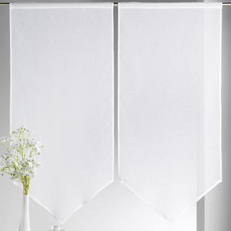 Paire de petits voilages bas en pointe Ivoire 60x130 cm