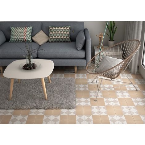 Carrelage effet carreau de ciment CAPRICE DECO PASTEL CHESS 20x20cm 20x20cm Beige Mat - Boîte de 1 m2