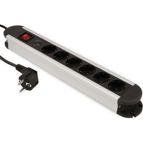 Multiprise MCPOWER SL-06, 6 prises, interrupteur, câble de 1,4 m, protection surtension