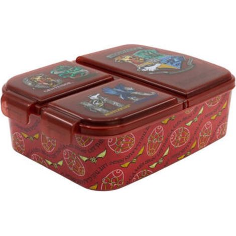 Brotdose mit 3 Fächer Harry Potter Lunchbox in Rot Frühstücksbox für Kinder (1/3)