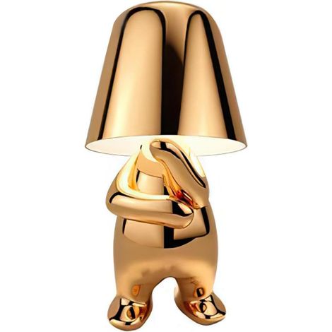 Lampe de Table LED sans Fil Créative Rechargeable à Pile Lampe Portative Réglable en Luminosité Design de Modèle Mignon pour Restaurant Chambre à Coucher Patio Studio Article Noël Doré-G