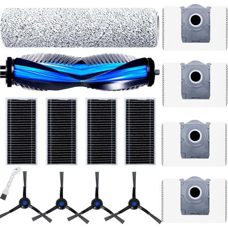 Kit accessoires pour Ecovacs Deebot X8 Pro Omni/X8 Omni/T80 Omni Aspirateur Robot, 1 Brosse Rouleau, 1 Rouleau de Peluche, 4 Filtres, 4 Sacs Poussire, 4 Pinceaux Latraux Pices de Rechange (1/5)
