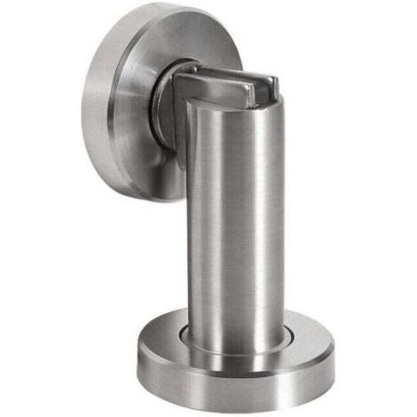 Butoir de porte magnétique MS010 en aspect acier inoxydable - Butée de porte , XU,avec matériel de fixation au sol et au mur - Bloc Porte aimanté - Ø 5cm, Hauteur 8,4cm -