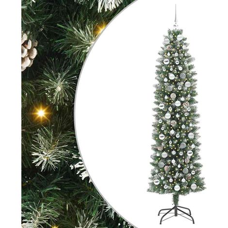 Albero di Natale Artificiale Sottile Verde e Bianco 210 cm vidaXL (1/5)