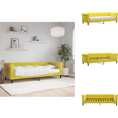 Tagesbett mit Matratze Gelb 80x200 cm Samt - Tagesbett - Schlafsofa - Gästebett - Samtcouch - Wohnzimmermöbel (1/5)