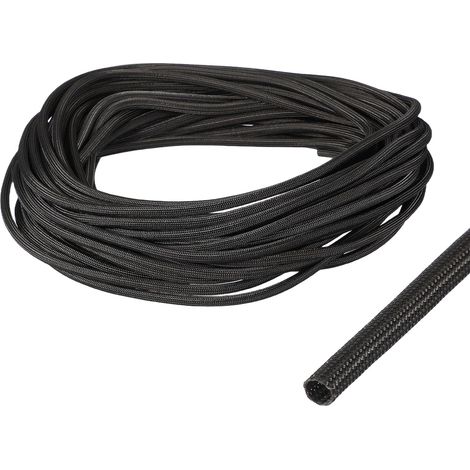 Gaine Cable Electrique 4mm ID 15 Mètre de Longueur Haute Température Manchon en Fibre de Verre, Noir (1/5)