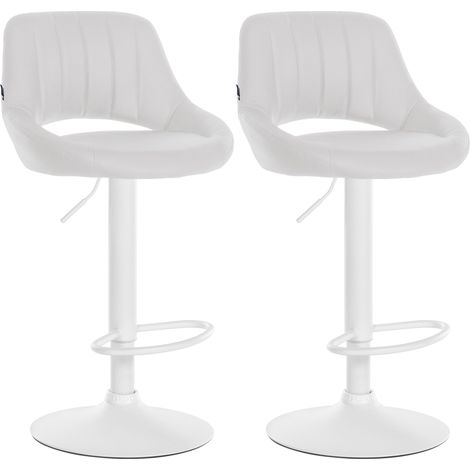 Set di 2 sgabelli da bar/seggioloni regolabili in PVC bianco con schienale traforato e base in metallo bianco 100006492