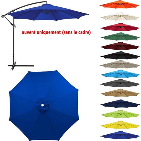 Housse de rechange pour parasol 3 m, 6 baleines, imperméable et anti-UV - bleu royal (1/4)