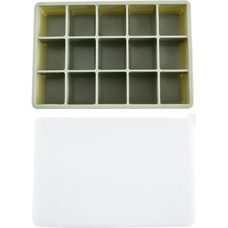 Eiswürfelformen, wiederverwendbare Eiswürfelformen für den Gefrierschrank, 15 flexible Silikon-Eiswürfelformen mit abnehmbarem Deckel für Getränke, grün