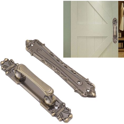Tiradores para puertas de granero en estilo bronce antiguo, tiradores de hierro resistentes a la corrosión para puertas de armarios de estilo rústico, roperos y tiradores robustos. (1/5)