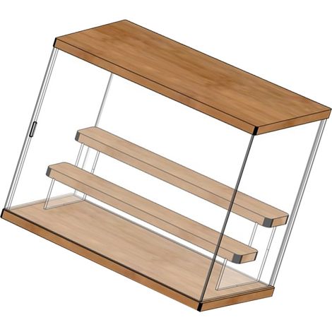 Vitrine de Collection Figurines Boîte Aveugle Acrylique, Présentoir Anti-Poussière avec Porte, Organiseur Poupées 3 Niveaux Escalier, Taille M 32x18x26,4cm (1/5)