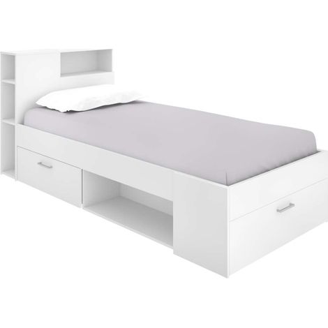 Cama compacta Pozo Alcón de 90 cm en blanco 95 cm(alto)99cm(ancho)218 cm(largo) (1/4)
