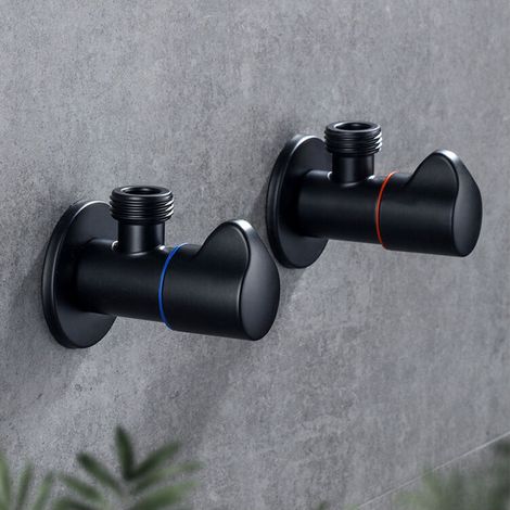 Valvola angolare in rame nero, valvole di riempimento per vasca, valvola di intercettazione per acqua calda e fredda per WC, montaggio su ponte per cucina, bagno, WC